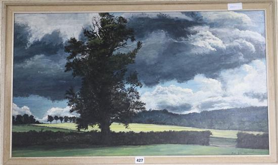 Mervyn Goode, oil on board, Storm over Beacon Hill, signed and dated 1969, 52 x 89cm